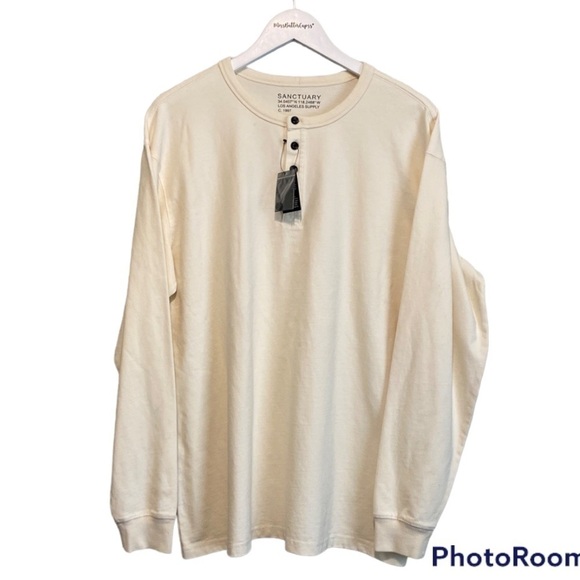 NWT SANCTUARY Mens 100% Cotton Long Sleeve 1/4 Button Up Thick Shirt | M - Picture 1 of 12
